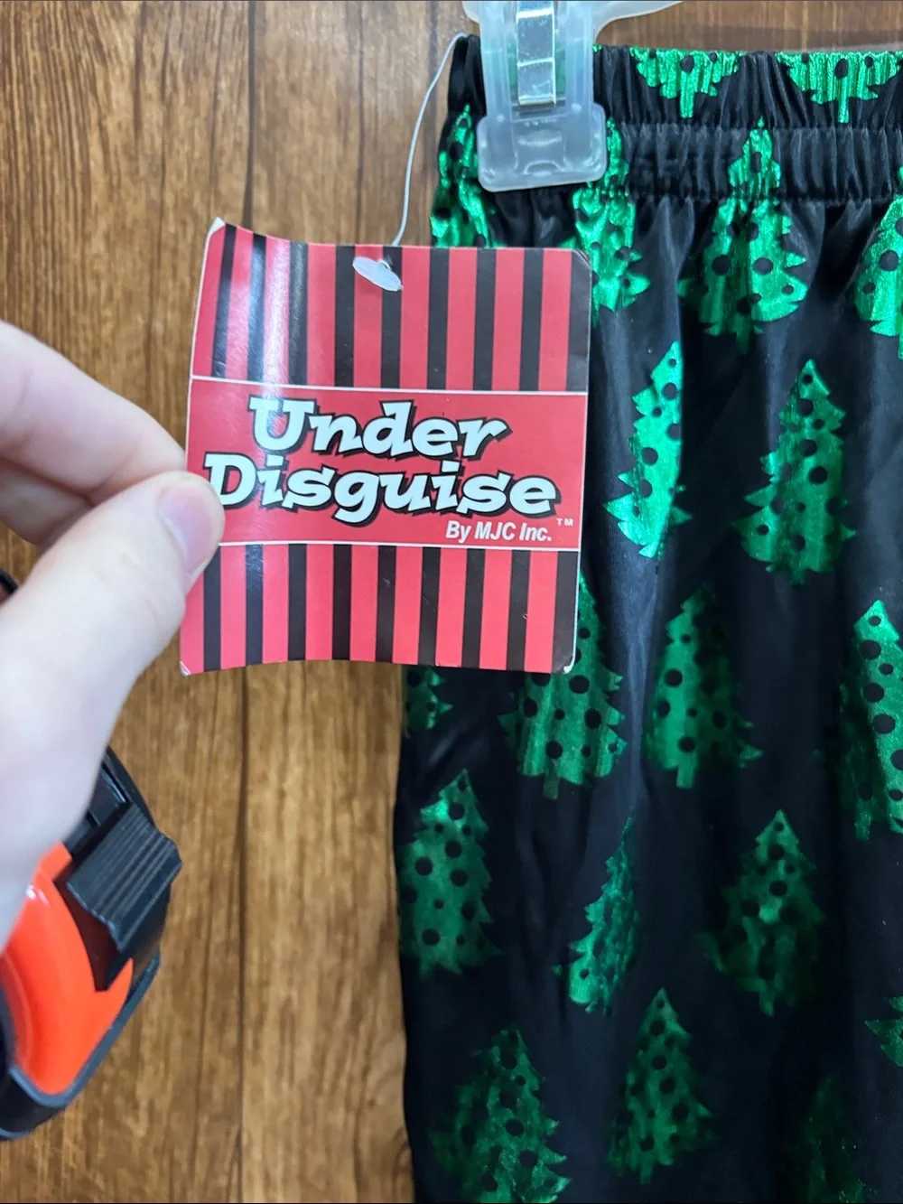 NWT Under Disguise Men's Black Boxer Briefs with Christmas Tree Print